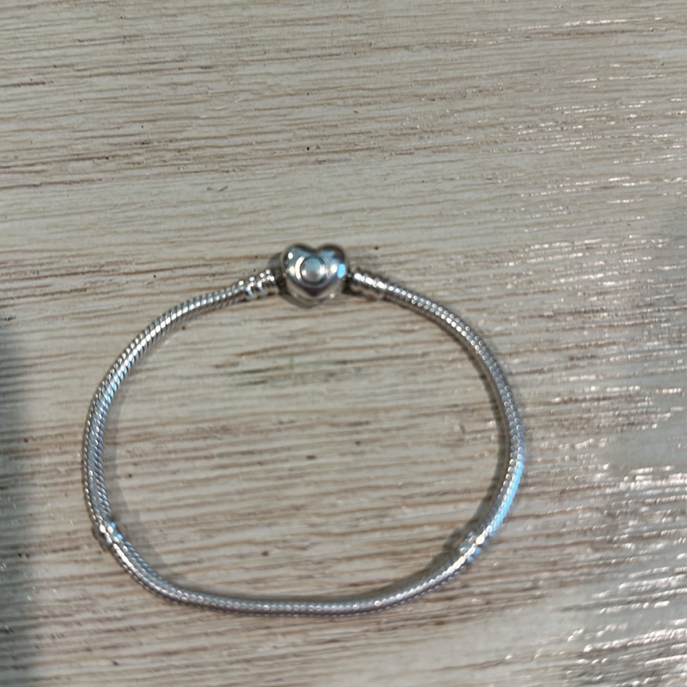 Pandora Sterling Silver Moments Heart Clasp Snake Chain Bracelet AUTH.